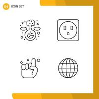 Mobile Interface Line Set of 4 Pictograms of chemistry earth electric pray world Editable Vector Design Elements