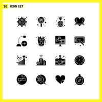 Set of 16 Modern UI Icons Symbols Signs for hardware devices education computers romantic Editable Vector Design Elements