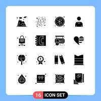 Solid Glyph Pack of 16 Universal Symbols of technology locked bluetooth lock interface Editable Vector Design Elements