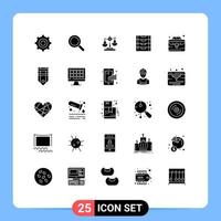 User Interface Pack of 25 Basic Solid Glyphs of school document court scales legal Editable Vector Design Elements