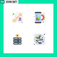 Modern Set of 4 Flat Icons Pictograph of awareness mobile day digital data storage Editable Vector Design Elements