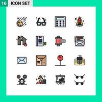 Set of 16 Modern UI Icons Symbols Signs for estate buildings valentines day space flame Editable Creative Vector Design Elements