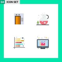 Set of 4 Vector Flat Icons on Grid for lift figures ice drink report Editable Vector Design Elements