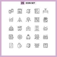 Set of 25 Commercial Lines pack for develop coding university code mind Editable Vector Design Elements