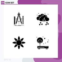 4 Creative Icons Modern Signs and Symbols of build light math drop herb Editable Vector Design Elements