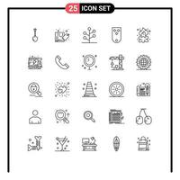 Universal Icon Symbols Group of 25 Modern Lines of three military sale insignia tree Editable Vector Design Elements