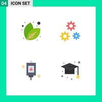 Set of 4 Commercial Flat Icons pack for leaf perfusion configuration service cap Editable Vector Design Elements