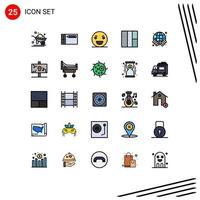 Set of 25 Modern UI Icons Symbols Signs for world earth evil wireframe scary Editable Vector Design Elements