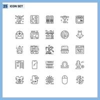 grupo universal de símbolos de iconos de 25 líneas modernas de webinar e music learning elementos de diseño vectorial editables directos vector