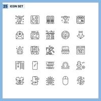 Universal Icon Symbols Group of 25 Modern Lines of webinar e music learning direct Editable Vector Design Elements