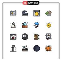 Set of 16 Modern UI Icons Symbols Signs for dollar money goal keeper credit card less Editable Creative Vector Design Elements