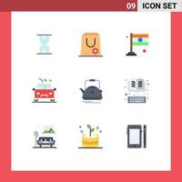 9 Flat Color concept for Websites Mobile and Apps teapot tea country road danger Editable Vector Design Elements