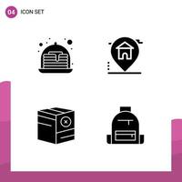 Universal Icon Symbols Group of 4 Modern Solid Glyphs of cake e location real estate shipping Editable Vector Design Elements