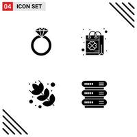 User Interface Pack of 4 Basic Solid Glyphs of diamond food patrick shop computing Editable Vector Design Elements