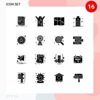 Modern Set of 16 Solid Glyphs Pictograph of fixing power medical low energy Editable Vector Design Elements