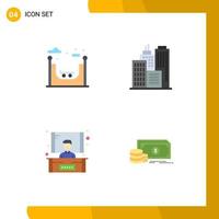 Editable Vector Line Pack of 4 Simple Flat Icons of city finance building conference payment Editable Vector Design Elements