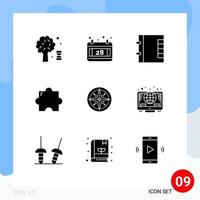 9 Thematic Vector Solid Glyphs and Editable Symbols of position navigation folder location plugin Editable Vector Design Elements