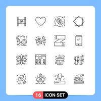 Modern Set of 16 Outlines and symbols such as heart location virus twitter security transfer Editable Vector Design Elements