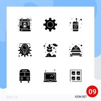 Universal Icon Symbols Group of 9 Modern Solid Glyphs of wheat grain flame agriculture creative Editable Vector Design Elements