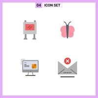 paquete de interfaz de usuario de 4 iconos planos básicos de carteles de construcción de anuncios elementos de diseño de vectores editables lcd de pascua