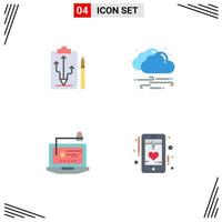 Pack of 4 creative Flat Icons of head access tactics wind hardware Editable Vector Design Elements