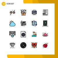 16 iconos creativos signos y símbolos modernos de archivos de impresora de nubes brillantes elementos de diseño de vectores creativos editables creativos