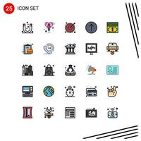 Mobile Interface Filled line Flat Color Set of 25 Pictograms of archive dollar arrow cash symbols Editable Vector Design Elements