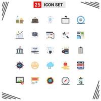 25 User Interface Flat Color Pack of modern Signs and Symbols of id address gentleman wall mount Editable Vector Design Elements