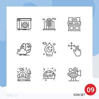 Set of 9 Modern UI Icons Symbols Signs for islamic innovation cook idea brainstorming Editable Vector Design Elements