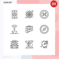 9 Outline concept for Websites Mobile and Apps peer plays signal button science antenna Editable Vector Design Elements