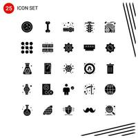 Modern Set of 25 Solid Glyphs and symbols such as security lock life audio music Editable Vector Design Elements