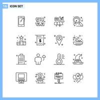 User Interface Pack of 16 Basic Outlines of position search box research magnify Editable Vector Design Elements