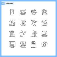 User Interface Pack of 16 Basic Outlines of position search box research magnify Editable Vector Design Elements