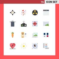 16 signos universales de colores planos símbolos de mac float love fireman fighter paquete editable de elementos creativos de diseño de vectores