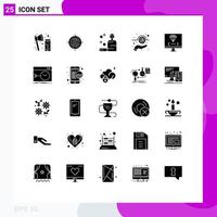 Editable Vector Line Pack of 25 Simple Solid Glyphs of coding hand connected message soap Editable Vector Design Elements