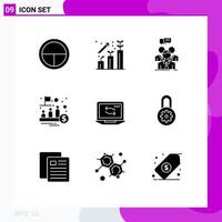 9 Universal Solid Glyphs Set for Web and Mobile Applications trade management group ipo team Editable Vector Design Elements