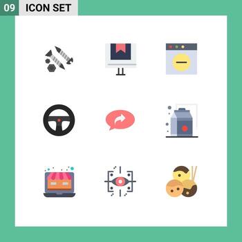 9 Universal Flat Colors Set for Web and Mobile Applications chat car e vehicles mac Editable Vector Design Elements