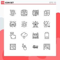 Modern Set of 16 Outlines Pictograph of bow education server comment newsletter Editable Vector Design Elements