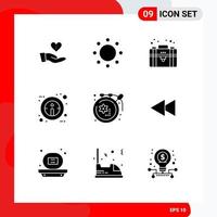 9 Thematic Vector Solid Glyphs and Editable Symbols of craft sign symbols information private Editable Vector Design Elements