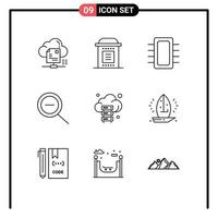 Pictogram Set of 9 Simple Outlines of cloud out horror hardware devices Editable Vector Design Elements