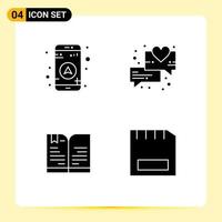 Stock Vector Icon Pack of 4 Line Signs and Symbols for gps note chat back to school computers Editable Vector Design Elements