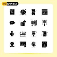 Modern Set of 16 Solid Glyphs and symbols such as bag chat mobile bubble web Editable Vector Design Elements