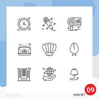 Group of 9 Outlines Signs and Symbols for fins kit chart first aid Editable Vector Design Elements