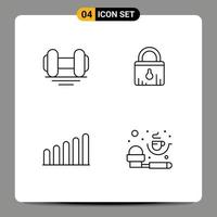 4 Line concept for Websites Mobile and Apps dumbbell signal lift ecommerce measurement Editable Vector Design Elements