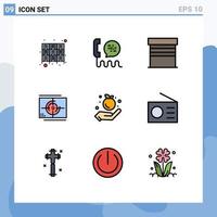 Set of 9 Modern UI Icons Symbols Signs for opening movie contact film garage Editable Vector Design Elements