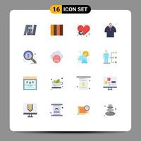 Mobile Interface Flat Color Set of 16 Pictograms of cloth like design heart checked Editable Pack of Creative Vector Design Elements