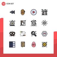 16 Thematic Vector Flat Color Filled Lines and Editable Symbols of quick loan play instant building Editable Creative Vector Design Elements