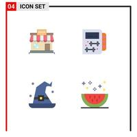 Group of 4 Modern Flat Icons Set for shop had store gym magic Editable Vector Design Elements