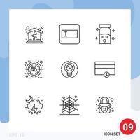 Outline Pack of 9 Universal Symbols of idea concept healthcare bulb friday Editable Vector Design Elements