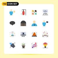 Pack of 16 Modern Flat Colors Signs and Symbols for Web Print Media such as presentation seo sand privacy folder Editable Pack of Creative Vector Design Elements